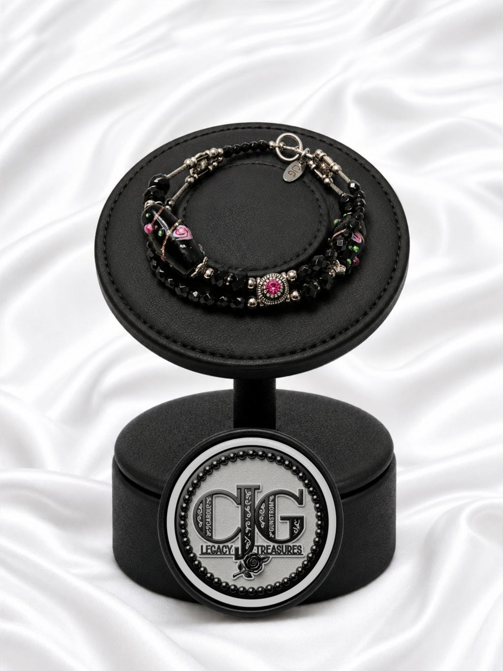 Black-Pink Rose Garden Bracelet