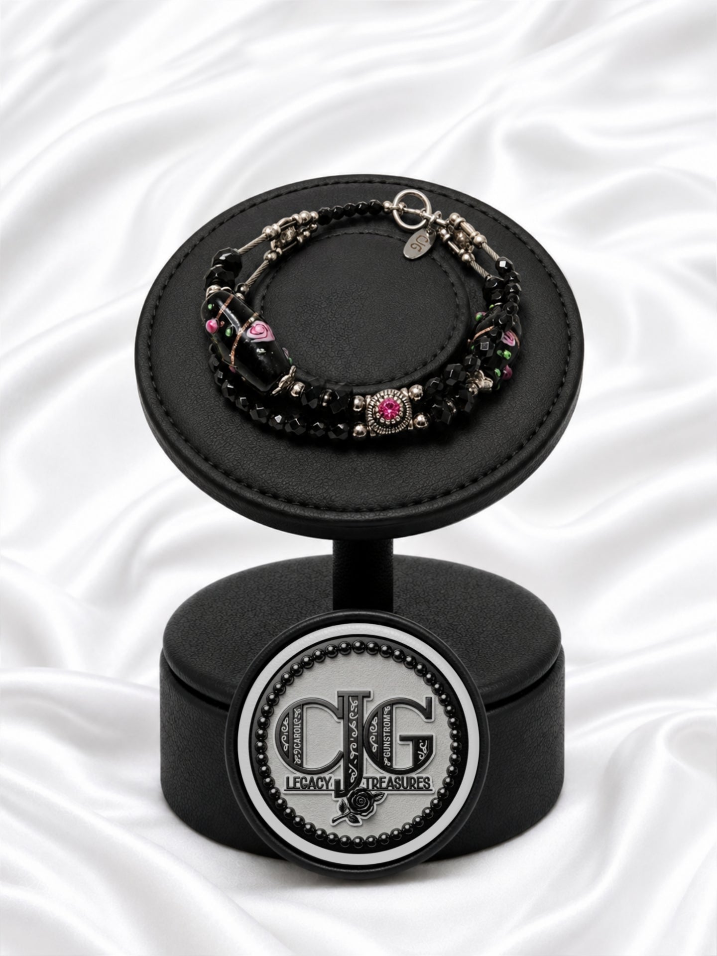 Black-Pink Rose Garden Bracelet