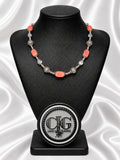 Red-Orange Chunky Coral & Filigree Necklace