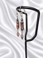 Red-Black Jasper & Crystal Drop Earrings