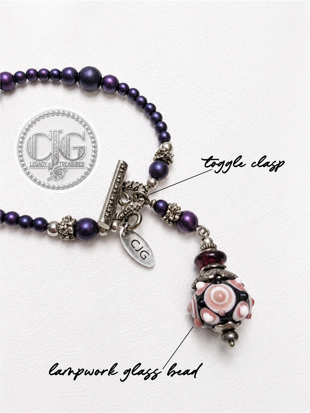 Violet Pearl & Lampwork Glass Necklace