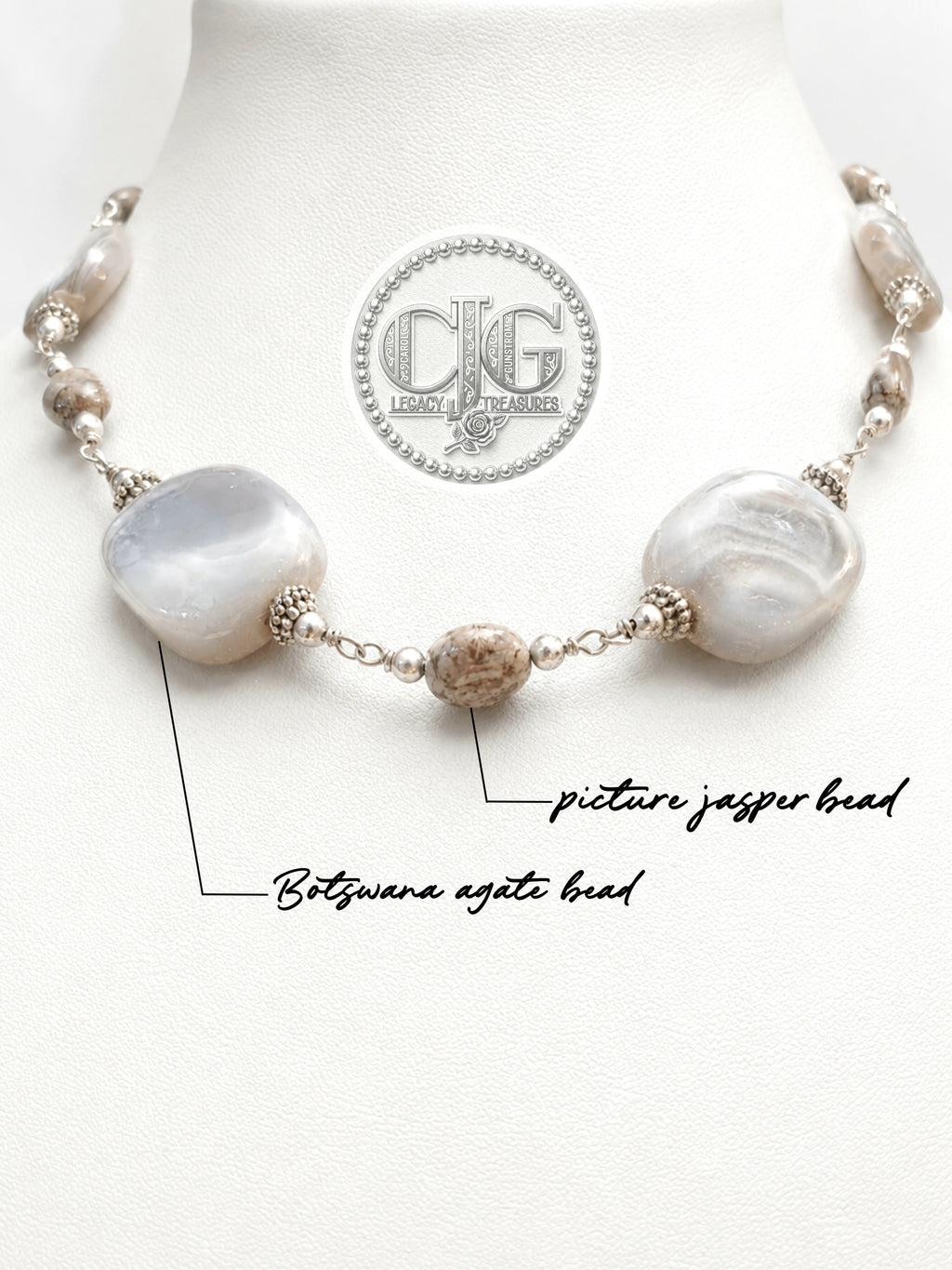 Grey & Brown Lace Agate Necklace