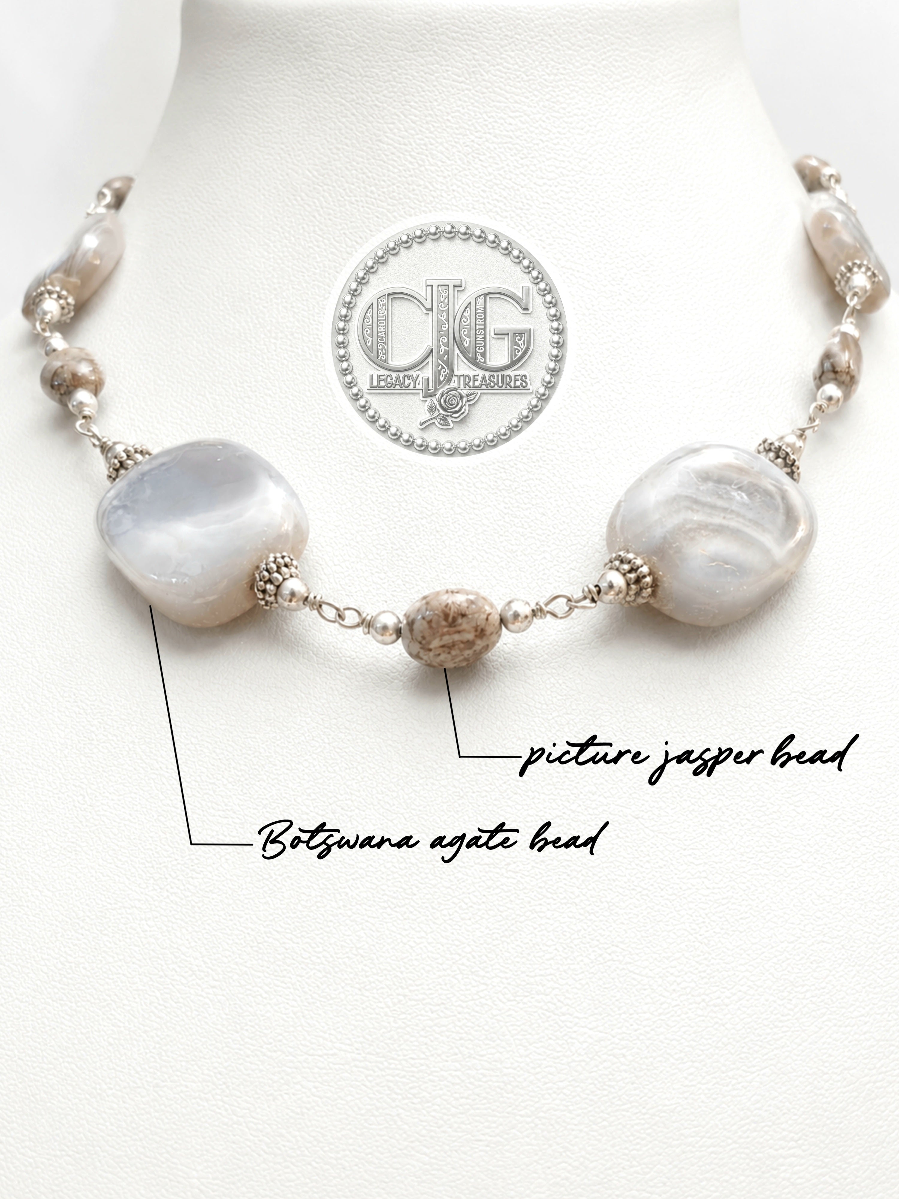 Grey & Brown Lace Agate Necklace
