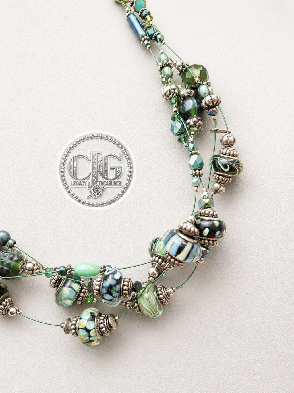 Enchanted Forest Lampwork Glass Illusion Necklace