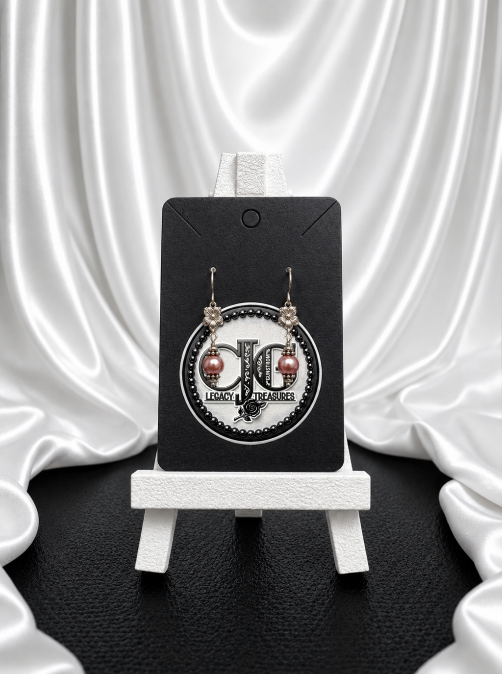 Rose Pearl & Silver Floral Earrings