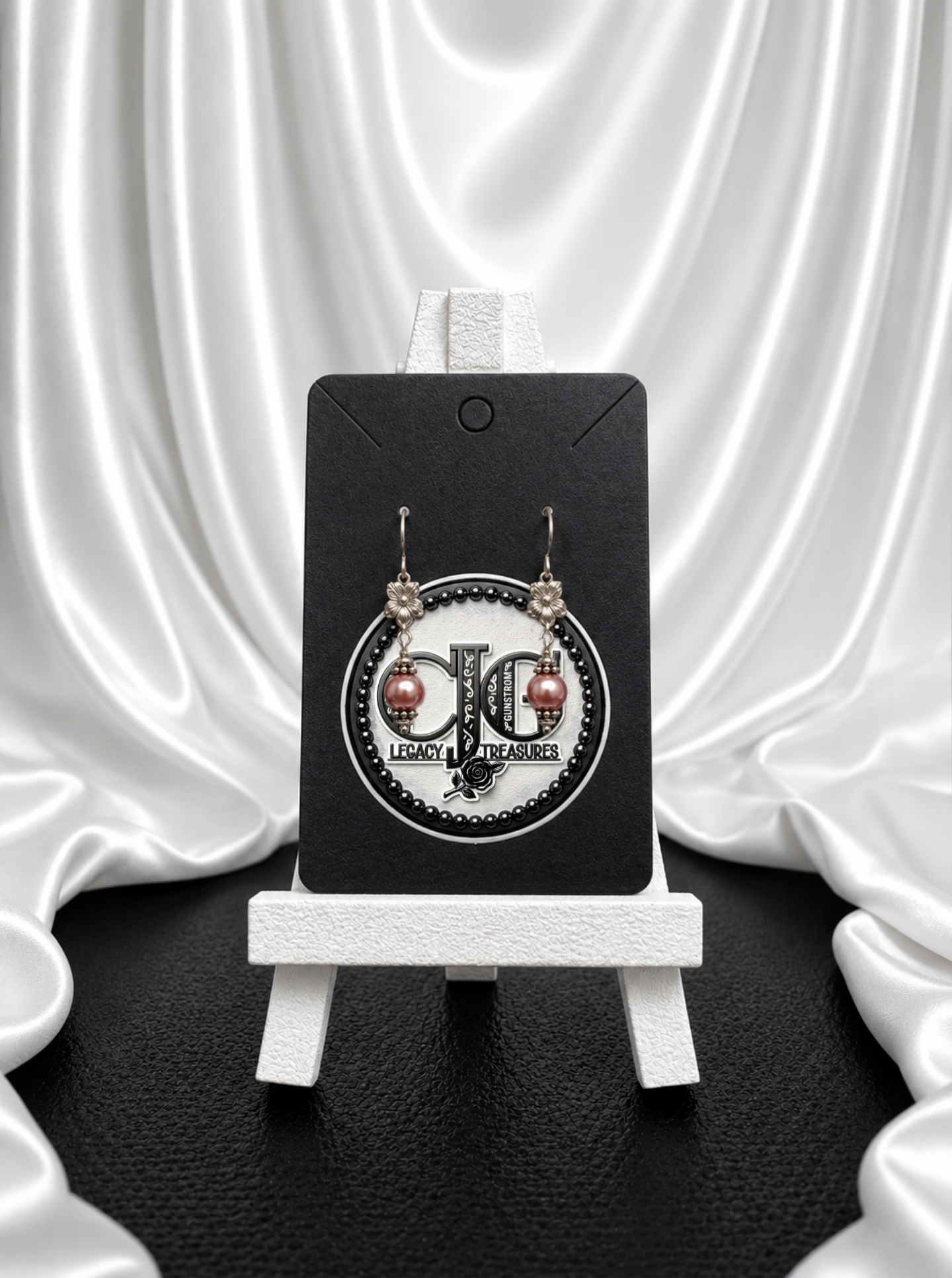 Rose Pearl & Silver Floral Earrings