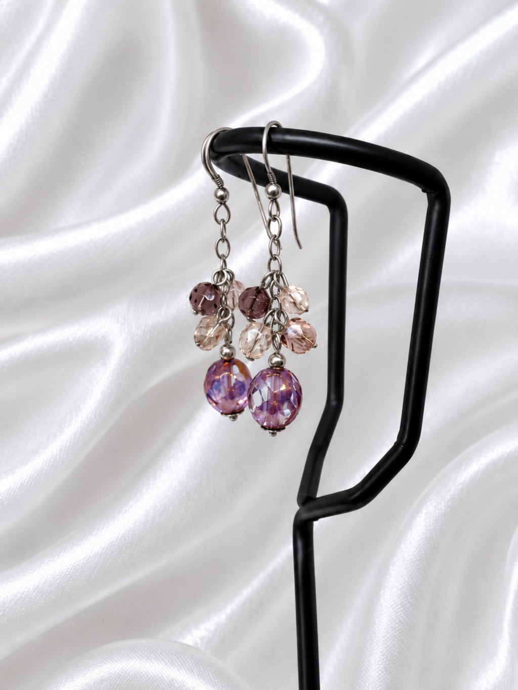 Rose-Blush Crystal Cluster Earrings