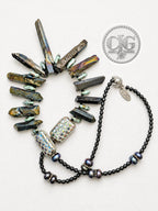 Iridescent Spiked Aura Quartz & Beaded Necklace