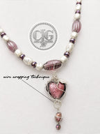 Plum Murano Glass Heart Necklace