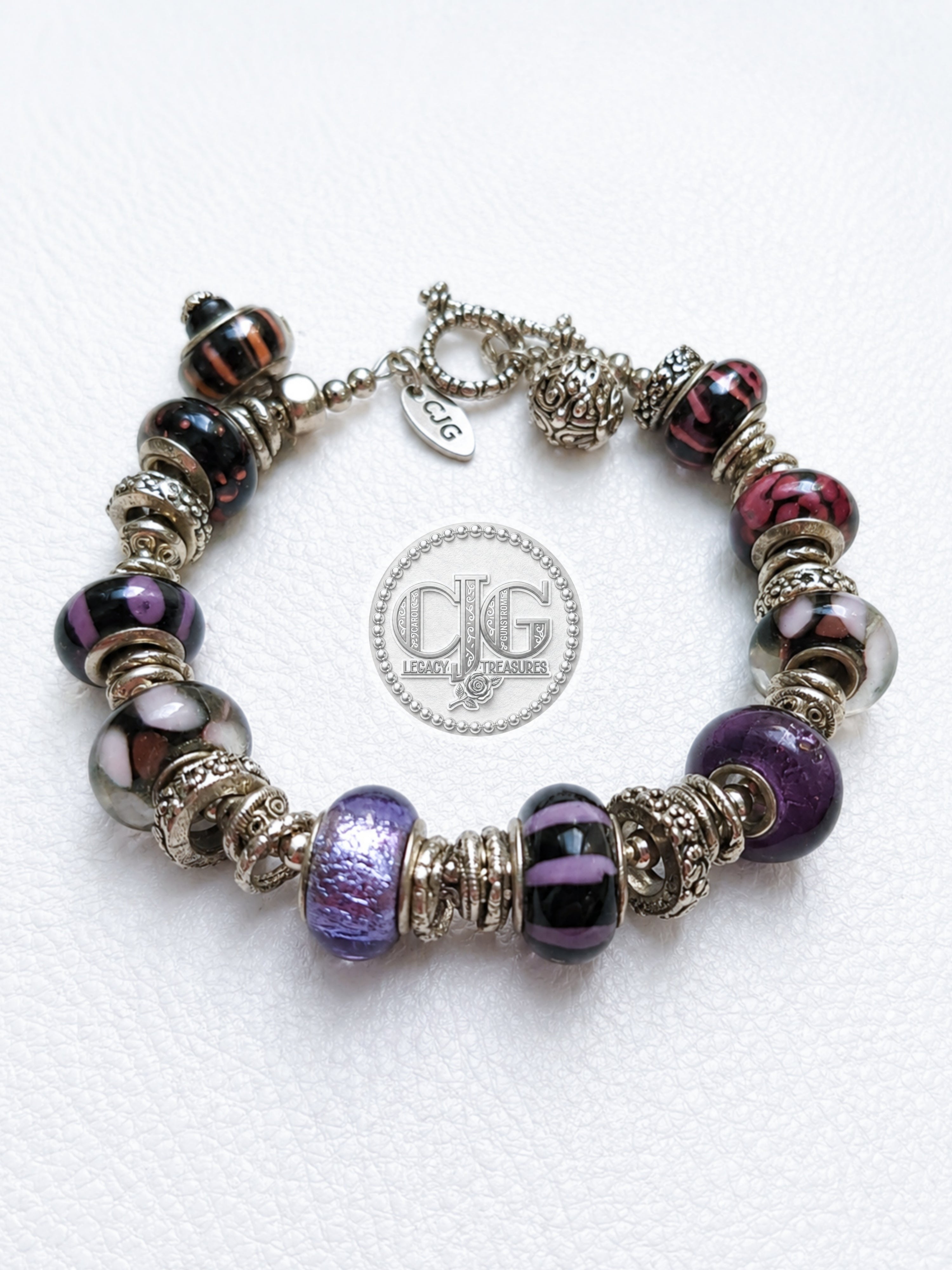 Midnight Plum Pandora Glass Bead Bracelet