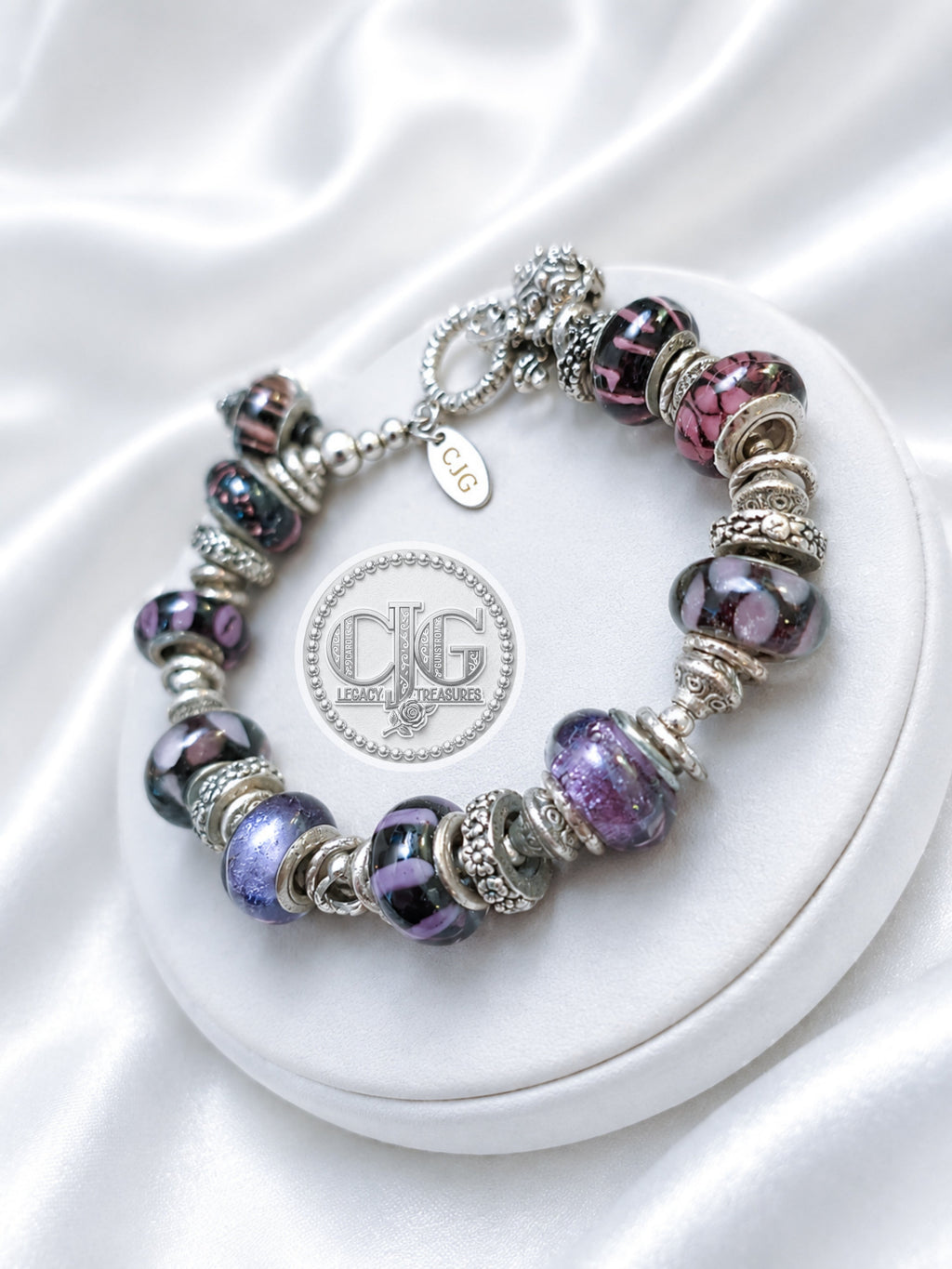 Midnight Plum Pandora Glass Bead Bracelet