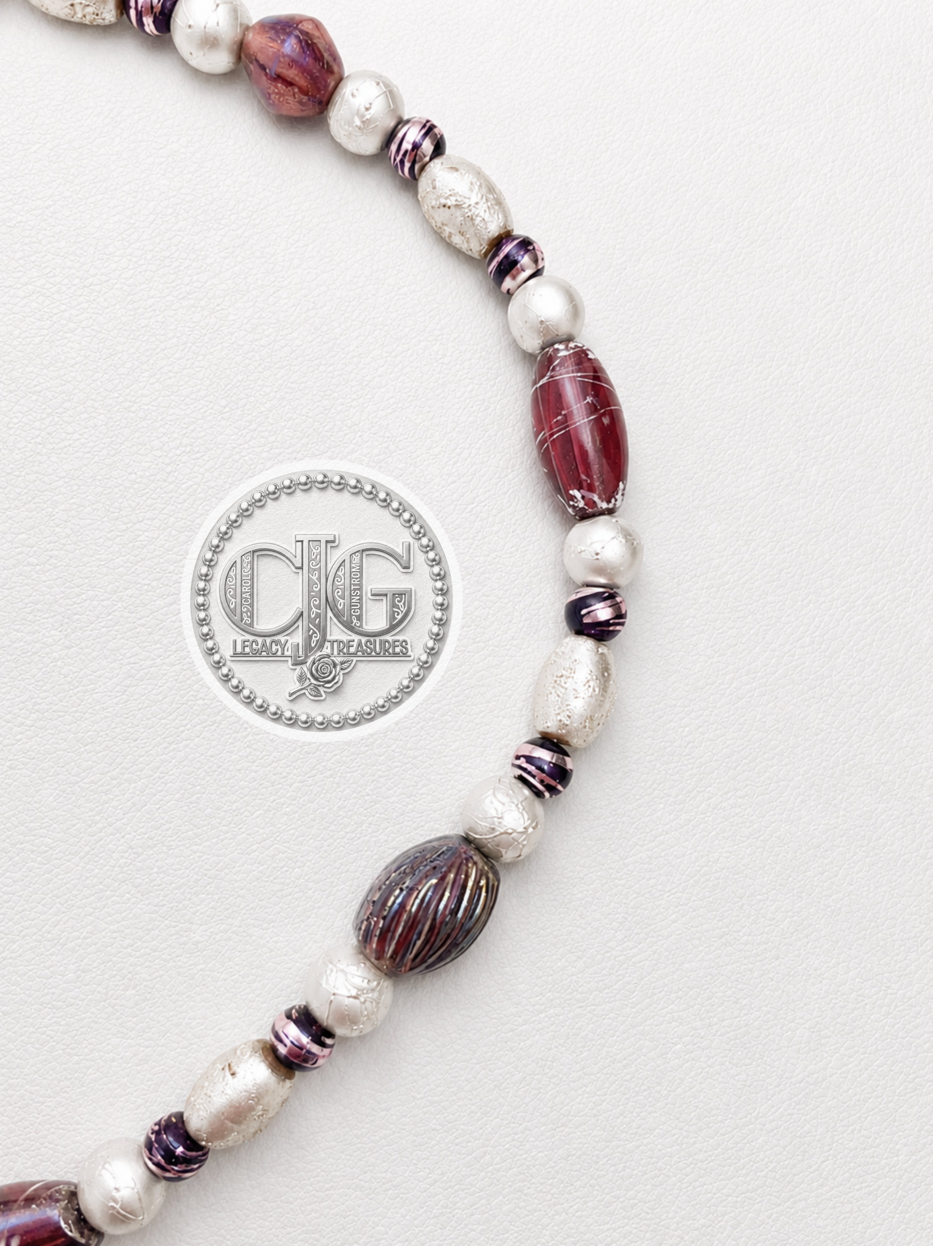 Plum Murano Glass Heart Necklace