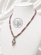Burgundy Pearl & Filigree Pendant Necklace